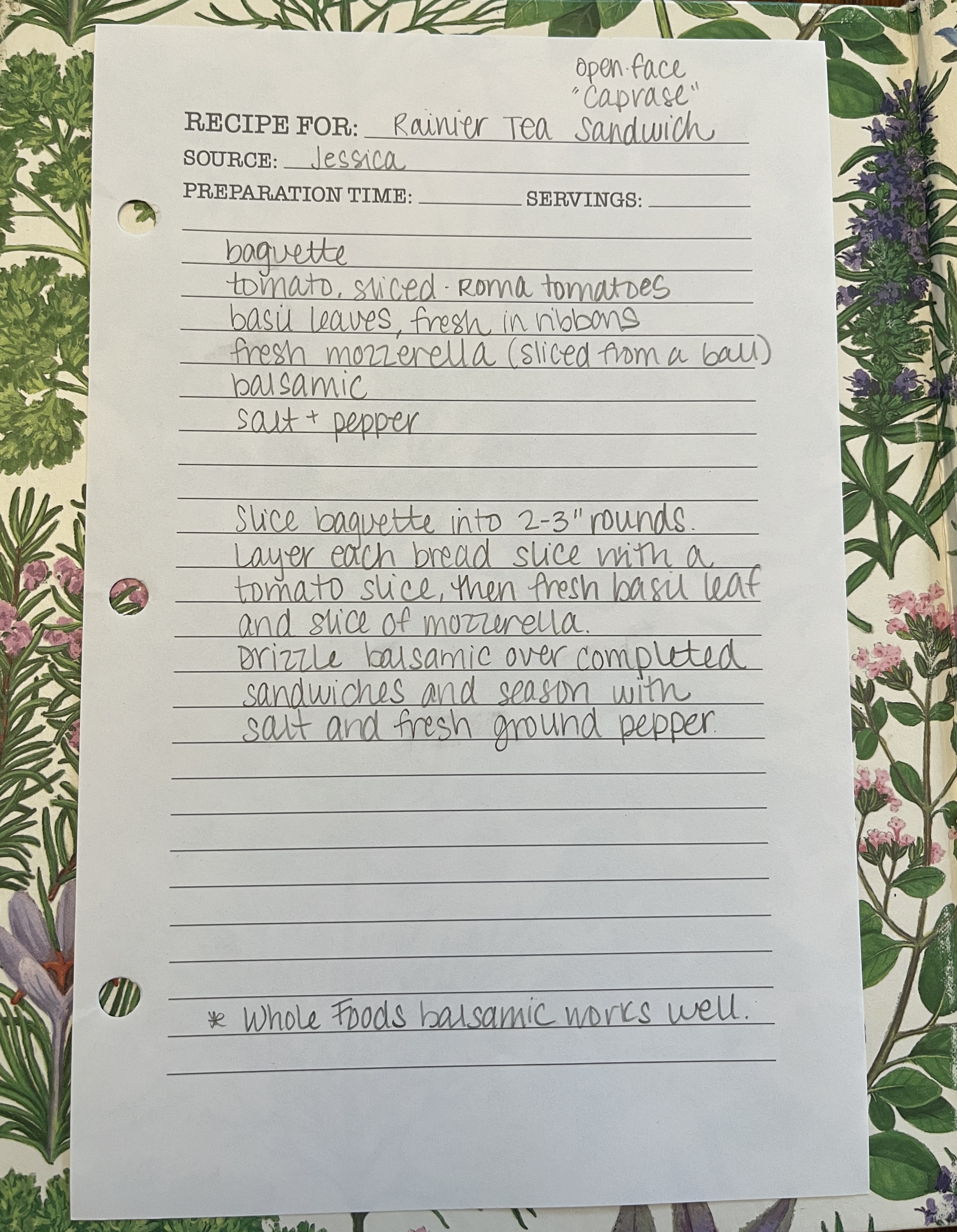 Rainier sandwich recepie